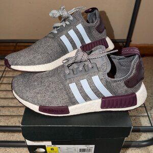 Adidas NMD R1 'Wool' Grey/Maroon Sneakers US Size 8 - CQ0781 BRAND NEW!!!
